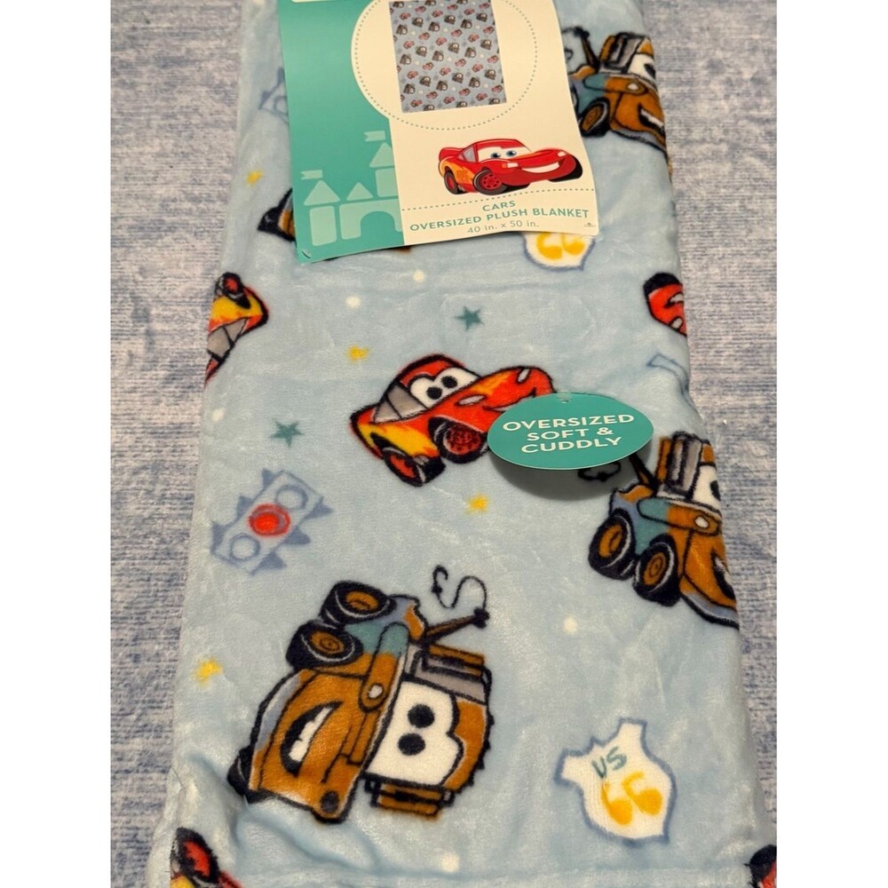 Disney Light Blue 'Cars' Plush Oversized Blanket